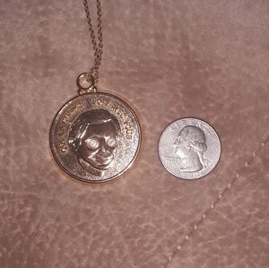 VINTAGE French Good fortune medallion necklacr